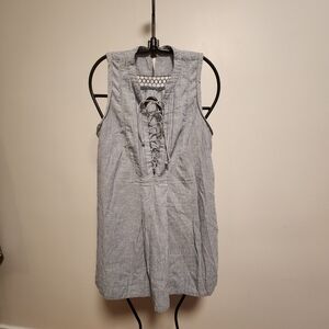 Free People Gray Striped Lace-Up Tunic